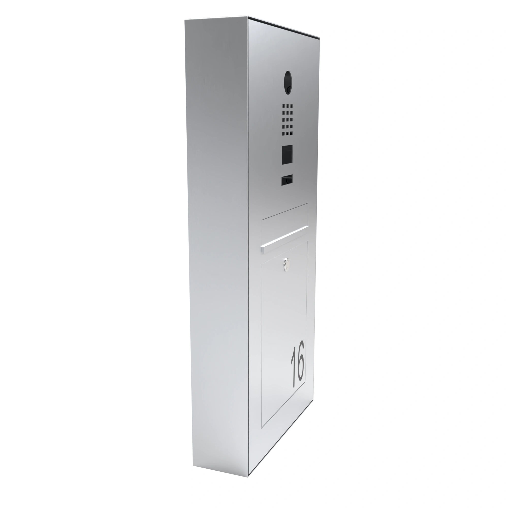 Briefkasten mit Videosprechanlage B2V-DoorBird zur Aufputzmontage aus Edelstahl