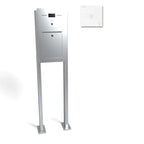 Freistehender Edelstahl Briefkasten B2 Audio LC mit integrierter Sprechanlage und Innenstation