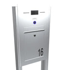 Freistehender Edelstahl Briefkasten B2 Audio LC mit Klingel und Sprechanlage