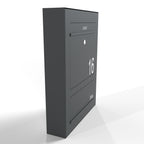 Edelstahl Briefkasten B3 Compact Aufputz mit Zeitungsfach, links angebracht, modernes Design, wetterfest, langlebig