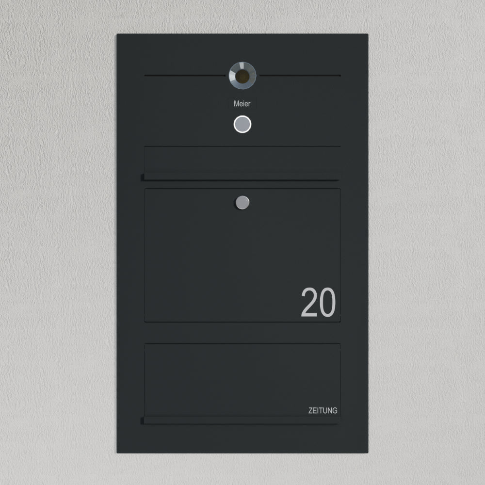 Briefkasten Edelstahl B3 Compact Video-LC Zeitungsfach
