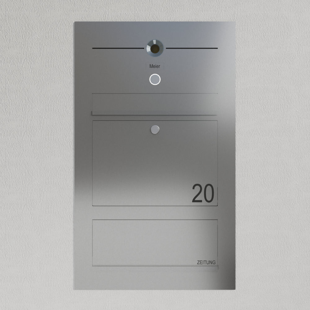 Briefkasten Edelstahl B3 Compact Video-LC Zeitungsfach