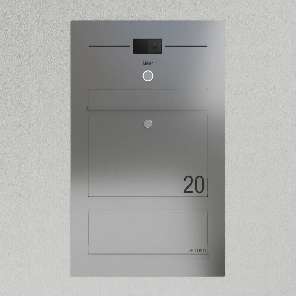 Briefkasten Edelstahl B3 Compact Video-LC Ultra Zeitungsfach