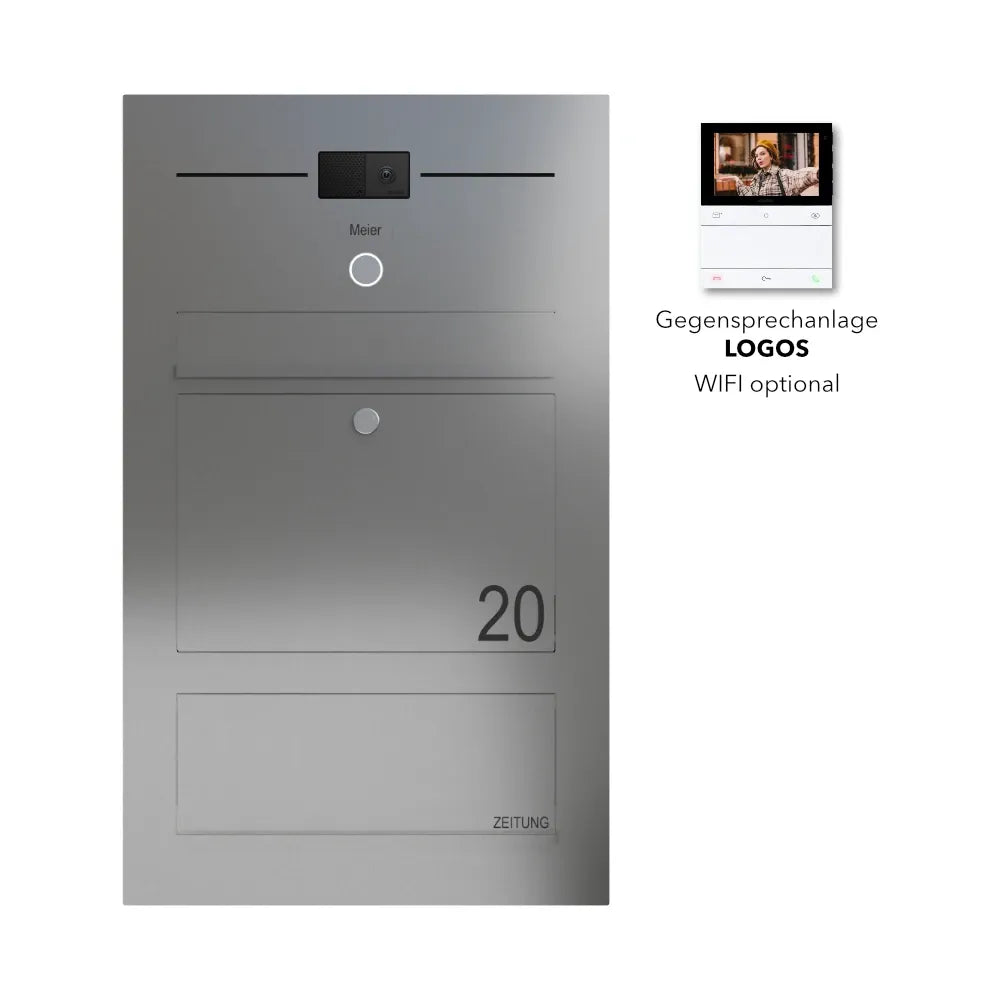 Briefkasten Edelstahl B3 Compact Video-LC Ultra Zeitungsfach