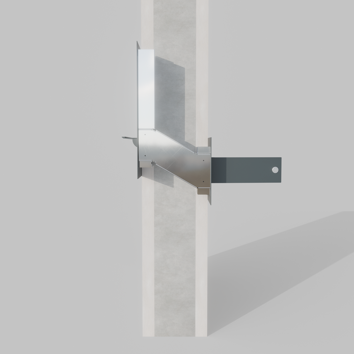 Seitenansicht der Edelstahl Durchwurfanlage B3V-DoorBird mit Hausnummer in einer Wandmontage