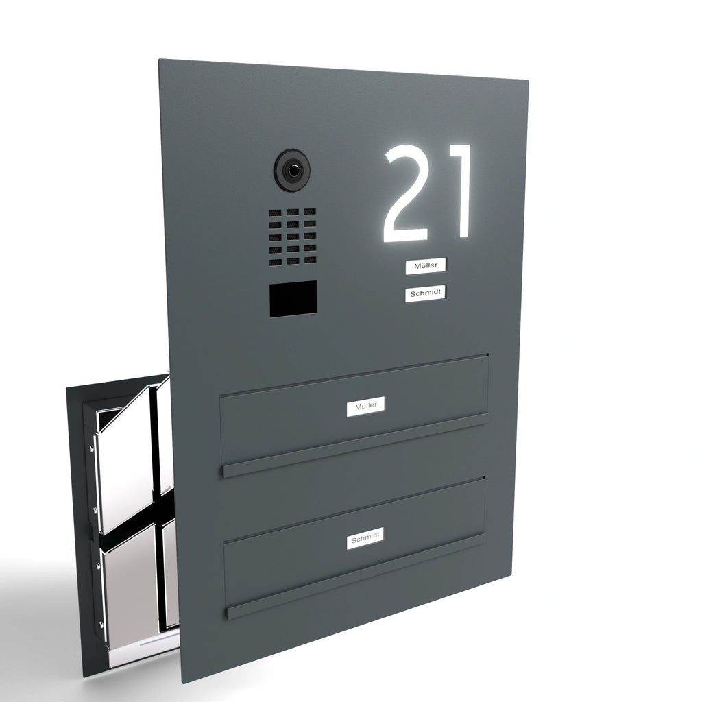 Edelstahl Durchwurfanlage Zweifamilie B3V-DoorBird Hausnummer