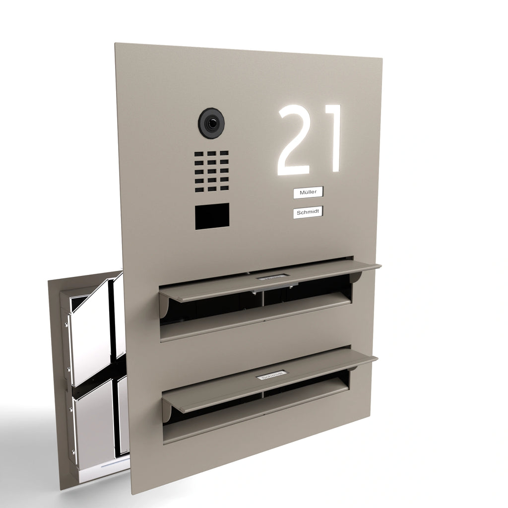Edelstahl Durchwurfanlage Zweifamilie B3V-DoorBird Hausnummer