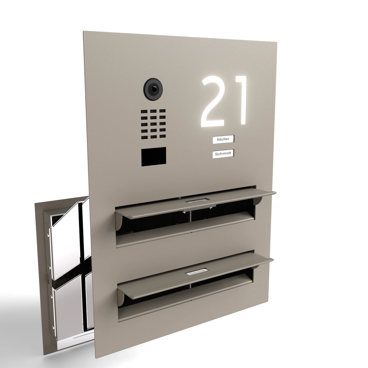 Edelstahl Durchwurfanlage Zweifamilie B3V-DoorBird Hausnummer