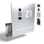 Edelstahl Durchwurfanlage B3V-DoorBird mit integrierter Kamera und beleuchteter Hausnummer