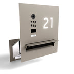 Edelstahl Durchwurfanlage B3V-DoorBird mit integrierter Kamera und beleuchteter Hausnummer