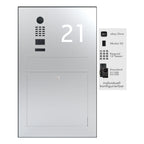 Briefkasten mit Videosprechanlage B3V-DoorBird zur Aufputzmontage und Hausnummer 21