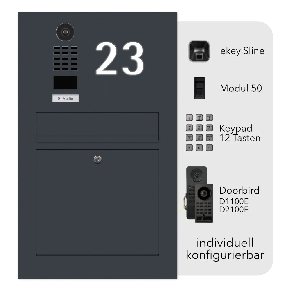 Briefkasten Videosprechanlage Hausnummer B3V-DoorBird Individuell