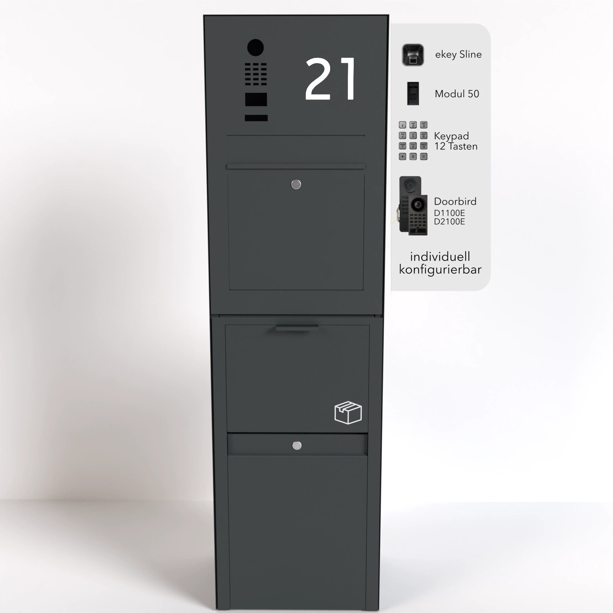 Briefkasten B3-Paketbox freistehend DoorBird Hausnummer Individuell