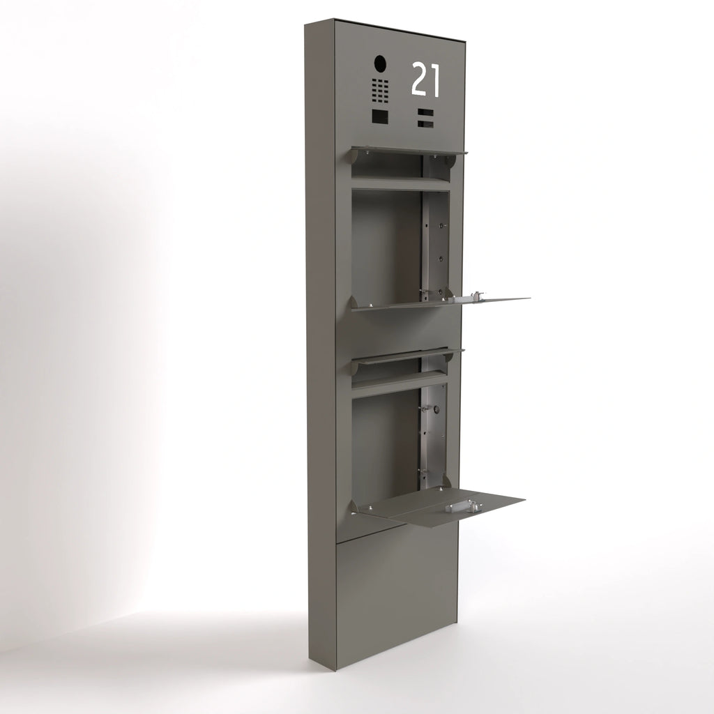 Doppelbriefkasten B3-Stele freistehend DoorBird Hausnummer