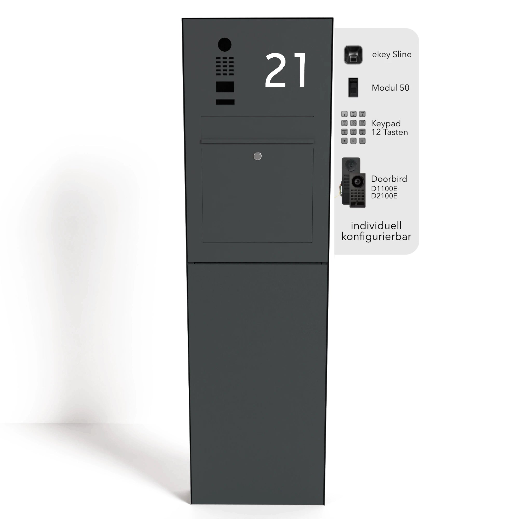 Briefkasten B3-Stele freistehend DoorBird Hausnummer Individuell