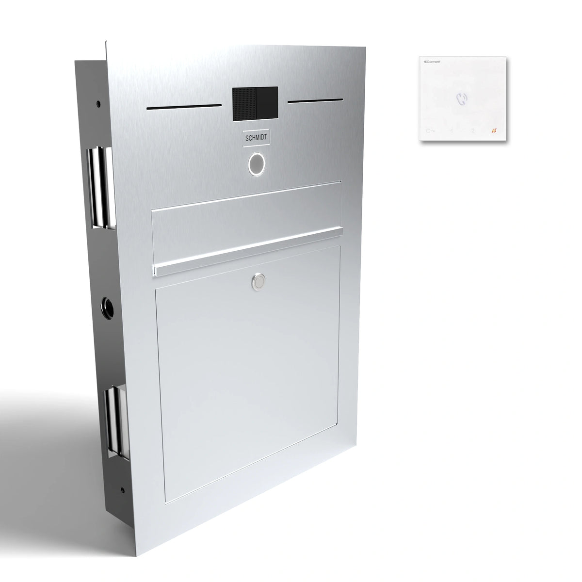 Briefkasten Edelstahl B3A-LC mit integrierter Sprechanlage und separater Innenstation