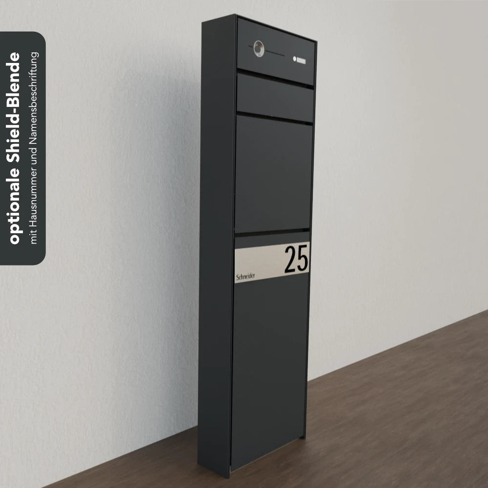 Briefkasten Anthrazit B7 Video Stele LOGOS