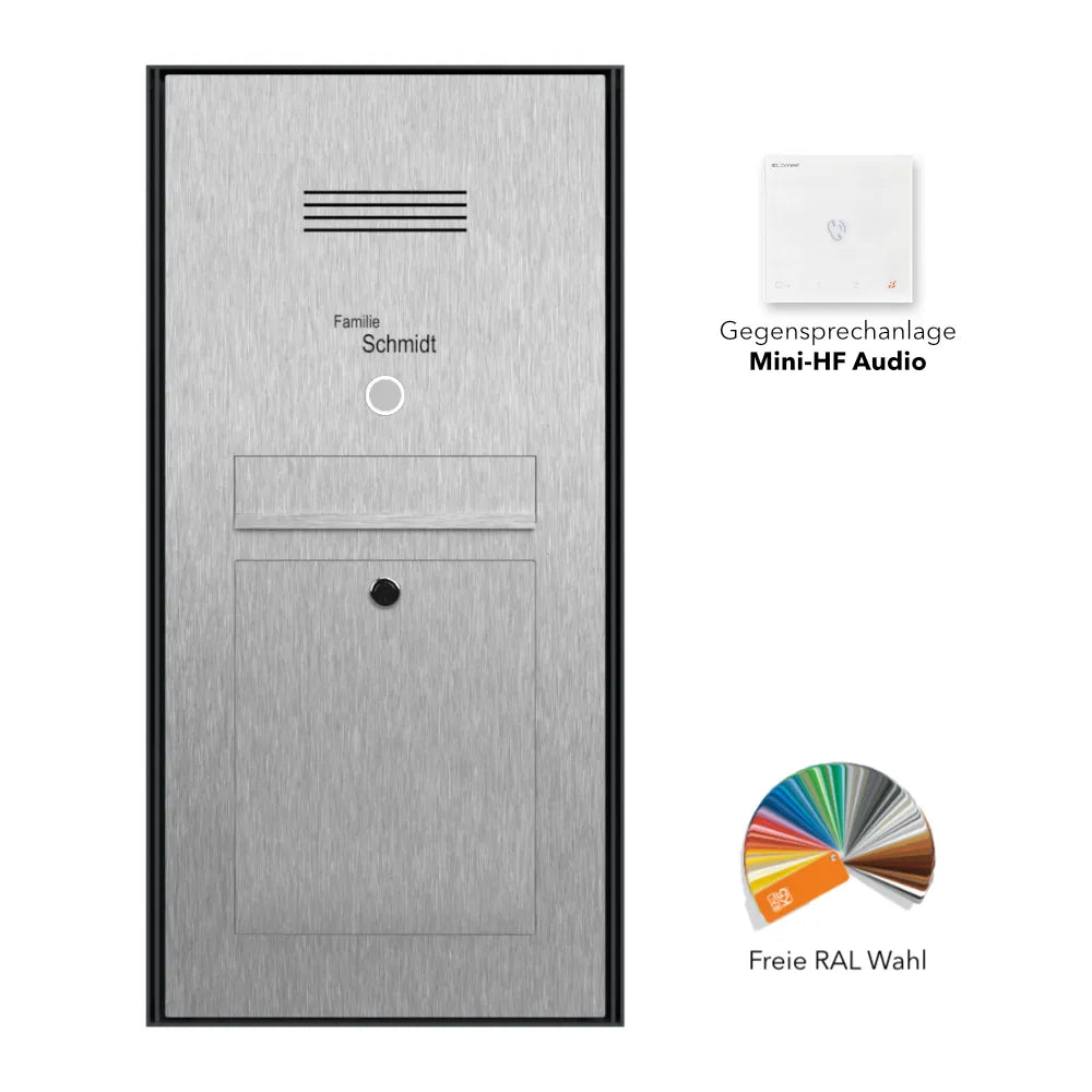Briefkasten Türsprechanlage Aufputz Edelstahl B2 Audio
