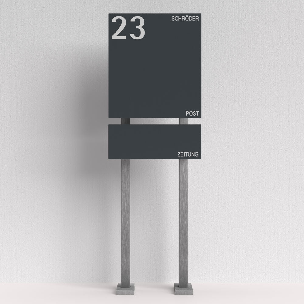 Edelstahl Briefkasten freistehend mit Zeitungsfach – B1 7016