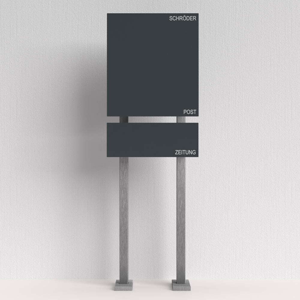 Edelstahl Briefkasten freistehend mit Zeitungsfach – B1 7016