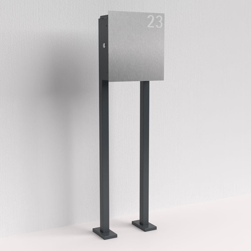 Edelstahl Briefkasten freistehend – B1 Light Steel OZ