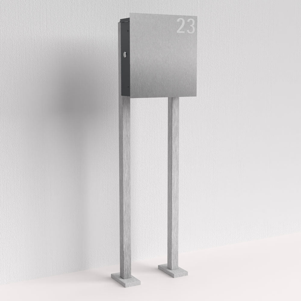 Edelstahl Briefkasten freistehend – B1 Light Steel OZ