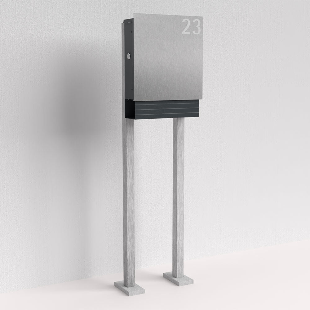 Edelstahl Briefkasten freistehend – B1 Light Steel