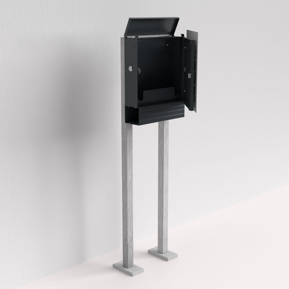 Edelstahl Briefkasten freistehend – B1 Light Steel