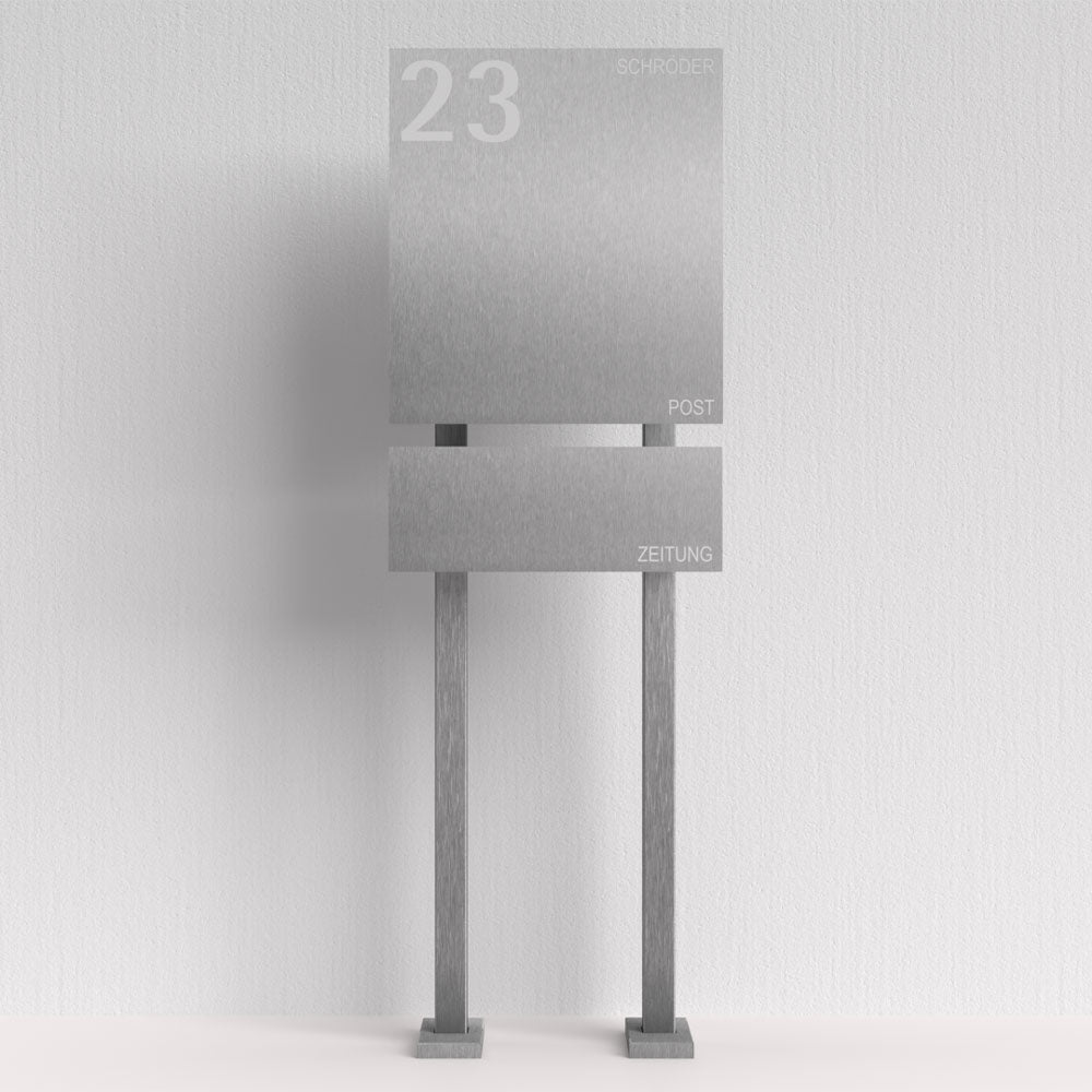 Edelstahl Briefkasten mit Zeitungsfach freistehend – B1 Steel