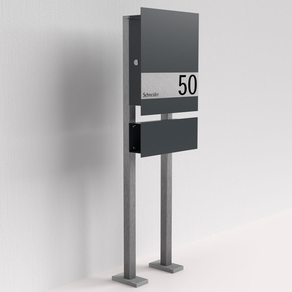 Briefkasten Zeitungsfach Edelstahl B1 Shield freistehend
