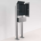 Edelstahl Briefkasten mit Zeitungsfach freistehend – B1 Steel