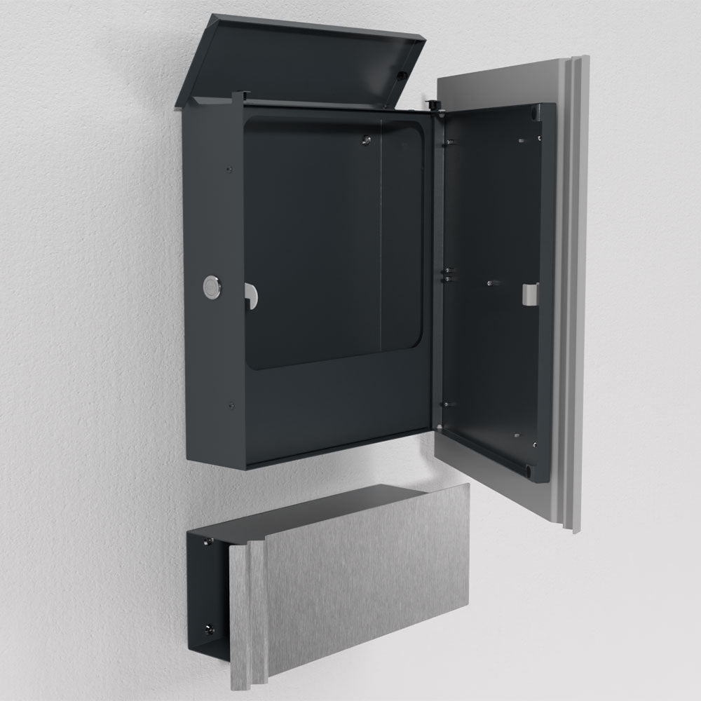 Edelstahl Briefkasten mit Zeitungsfach – B1 Wave