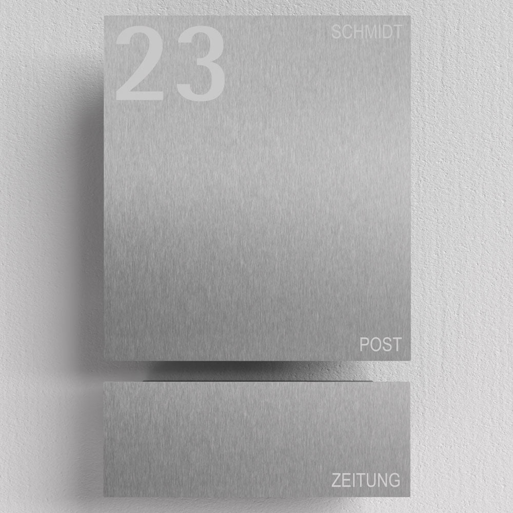 Edelstahl Briefkasten mit Zeitungsfach – B1 Steel