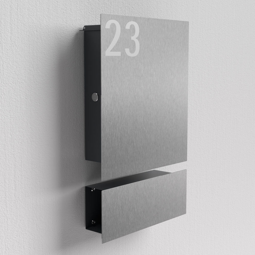 Edelstahl Briefkasten mit Zeitungsfach – B1 Steel