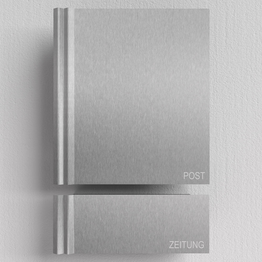 Edelstahl Briefkasten mit Zeitungsfach – B1 Wave