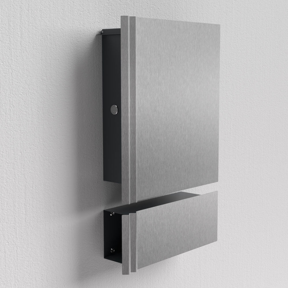 Edelstahl Briefkasten mit Zeitungsfach – B1 Wave