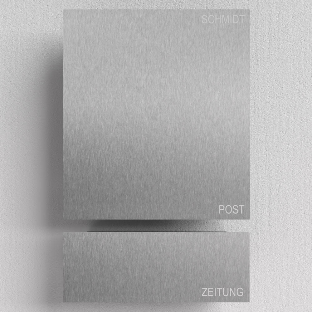 Edelstahl Briefkasten mit Zeitungsfach – B1 Steel