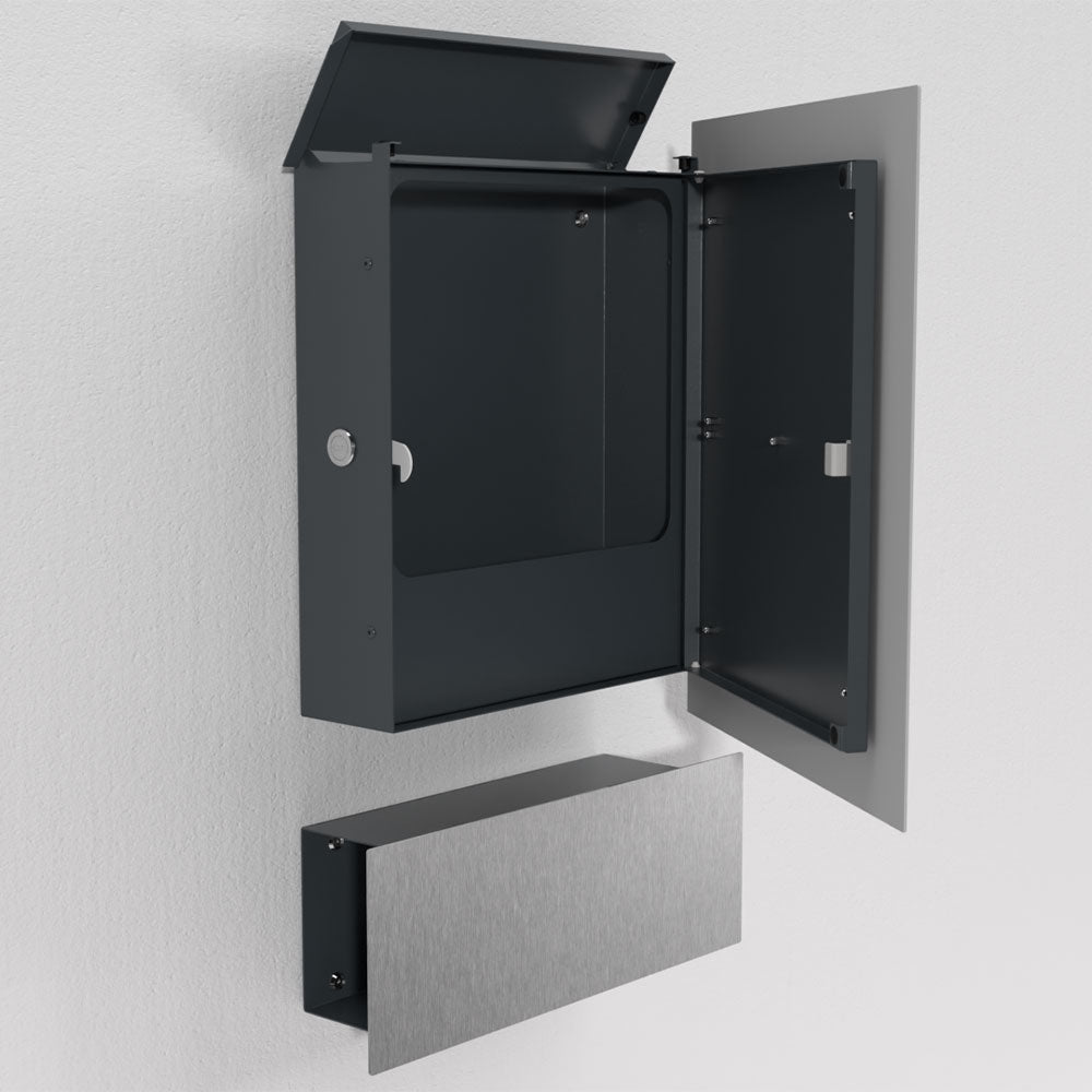 Edelstahl Briefkasten mit Zeitungsfach – B1 Steel
