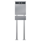 Edelstahl Briefkasten Zeitungsfach B5 Steel Doppelklingel Freistehend