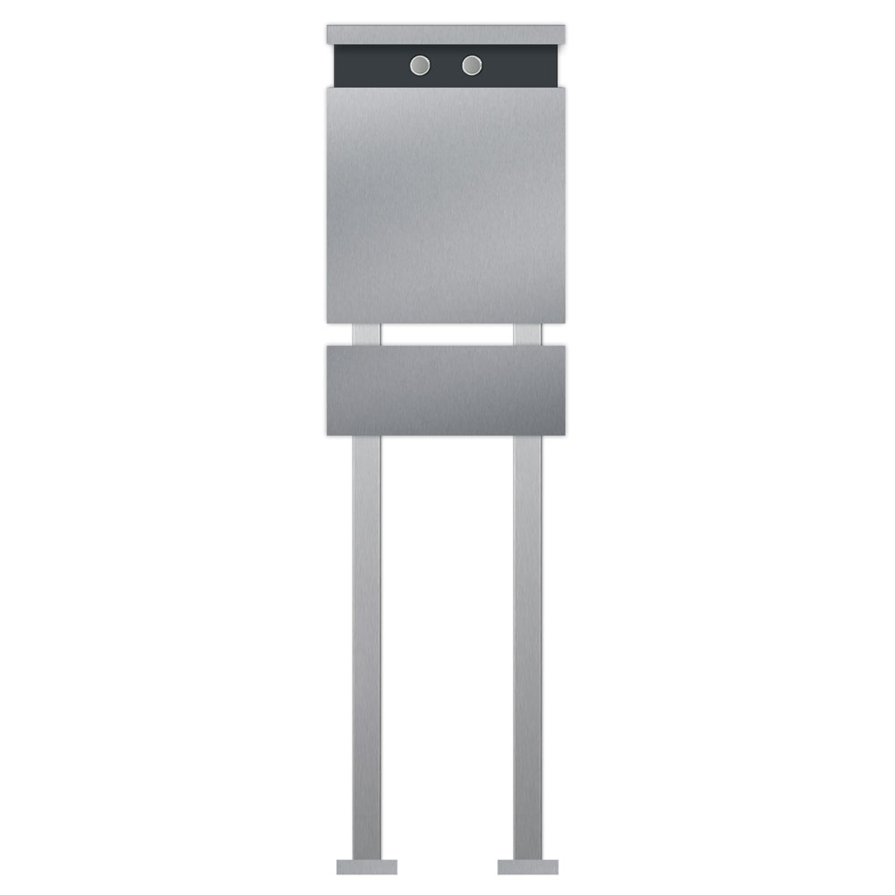 Edelstahl Briefkasten Zeitungsfach B5 Steel Doppelklingel Freistehend