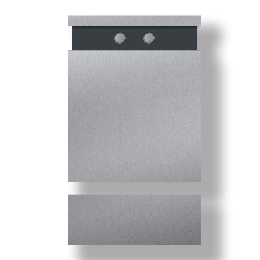 Edelstahl Briefkasten Zeitungsfach B5 Steel Doppelklingel