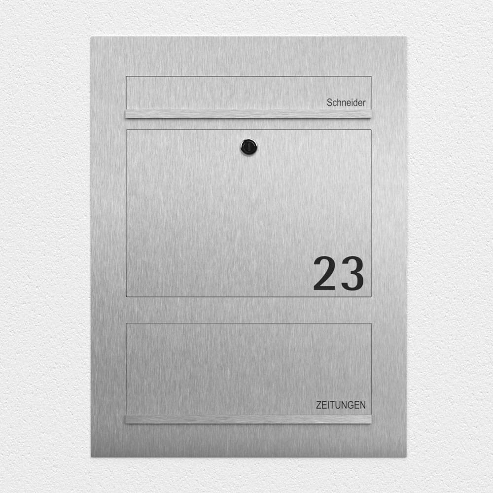 Briefkasten Edelstahl B3 Compact Zeitungsfach