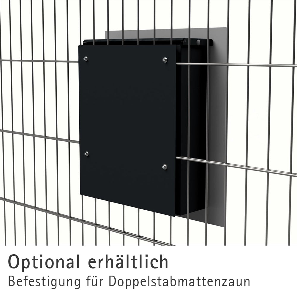 Briefkasten aus Edelstahl B1 Shield mit Briefeinwurf, anthrazit pulverbeschichtet, passend für Zaun und Doppelstabmattenzaun