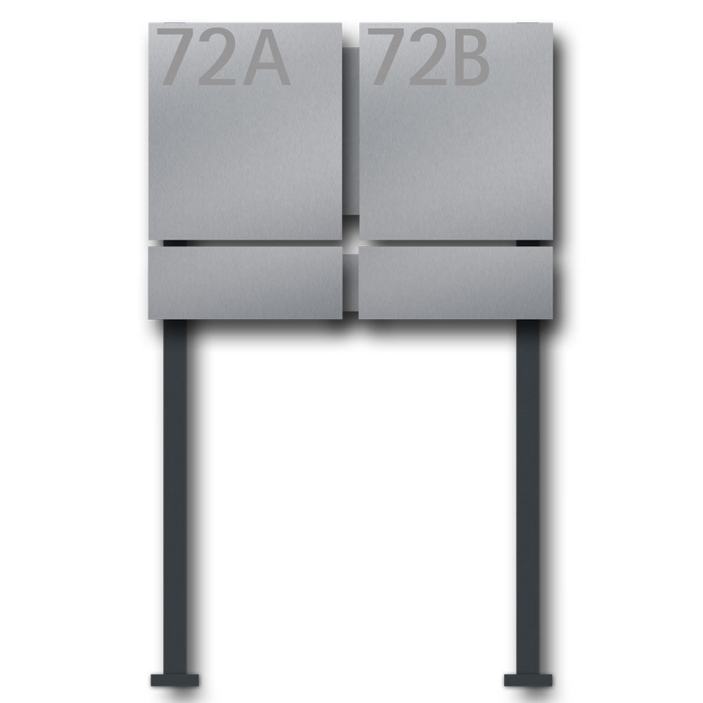 Edelstahl Briefkasten Zeitungsfach freistehend – B1 Number Twin
