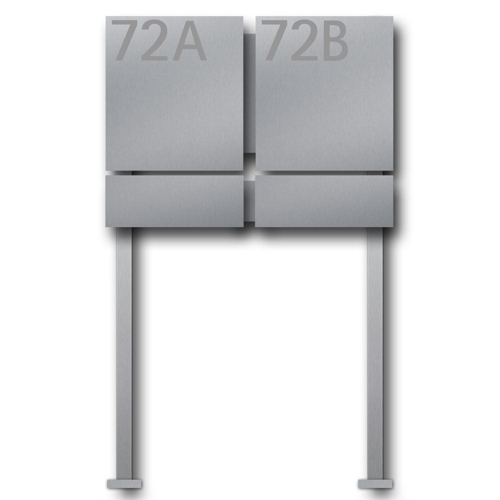 Edelstahl Briefkasten Zeitungsfach freistehend – B1 Number Twin