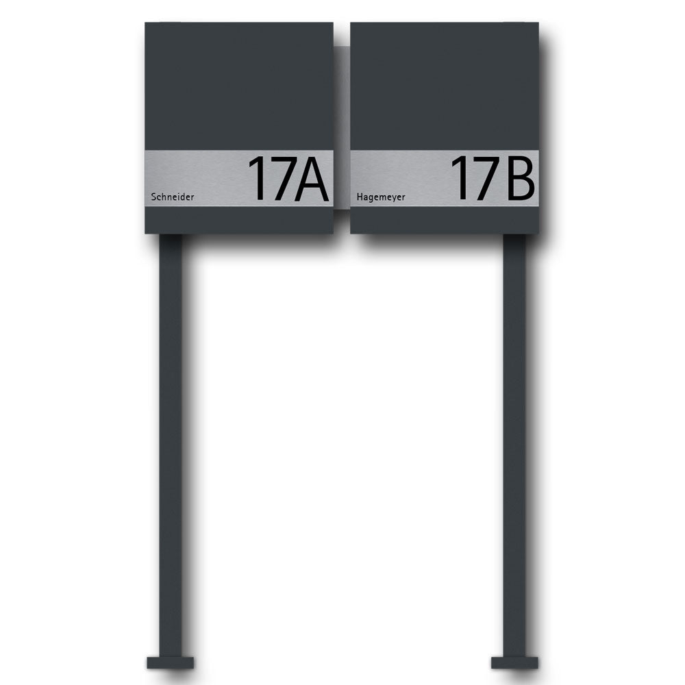 Briefkasten Edelstahl B1 Shield Twin freistehend