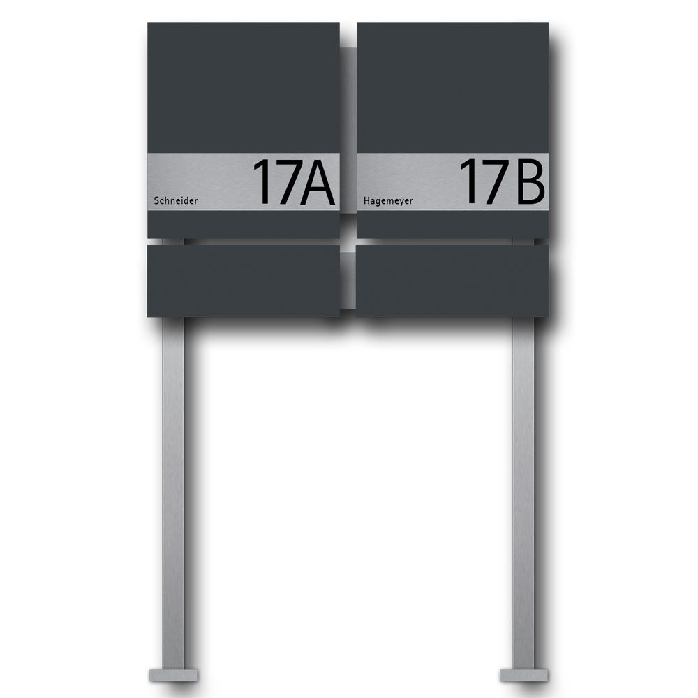Briefkasten Zeitungsfach Edelstahl B1 Shield Twin freistehend