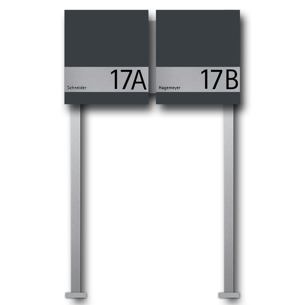 Briefkasten Edelstahl B1 Shield Twin freistehend