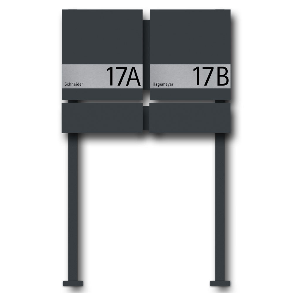 Briefkasten Zeitungsfach Edelstahl B1 Shield Twin freistehend
