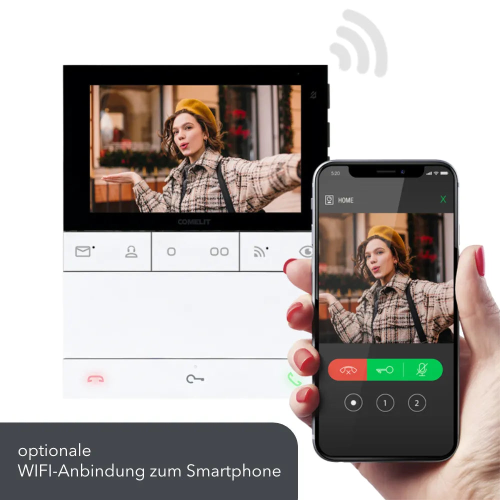 Comelit-Video-Innensprechstelle LOGOS WiFi für Doppelbriefkastenanlage B7, moderne Türklingel und Kommunikationsgerät